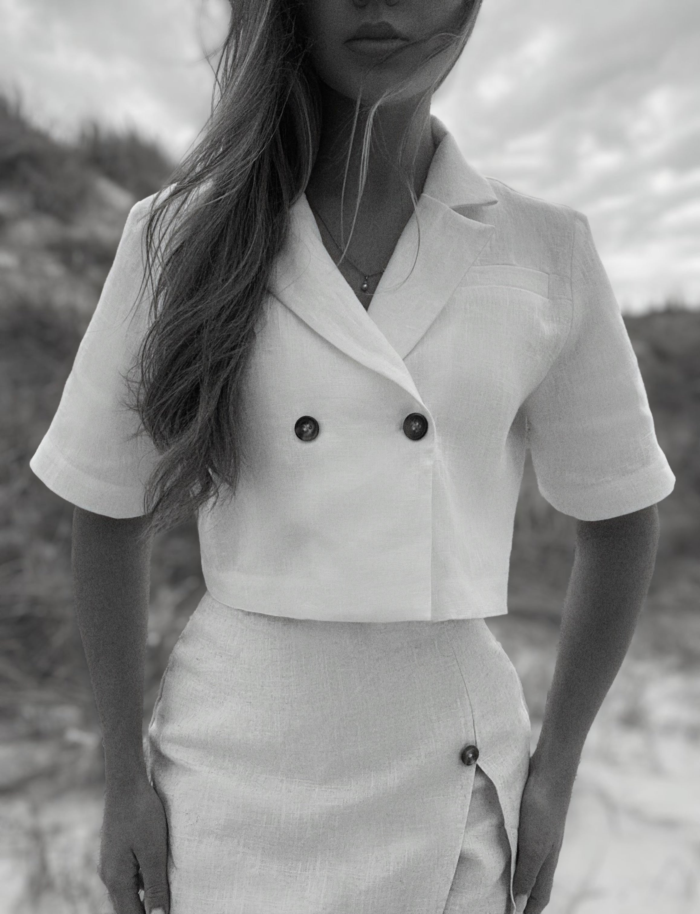 Linen skirted shorts