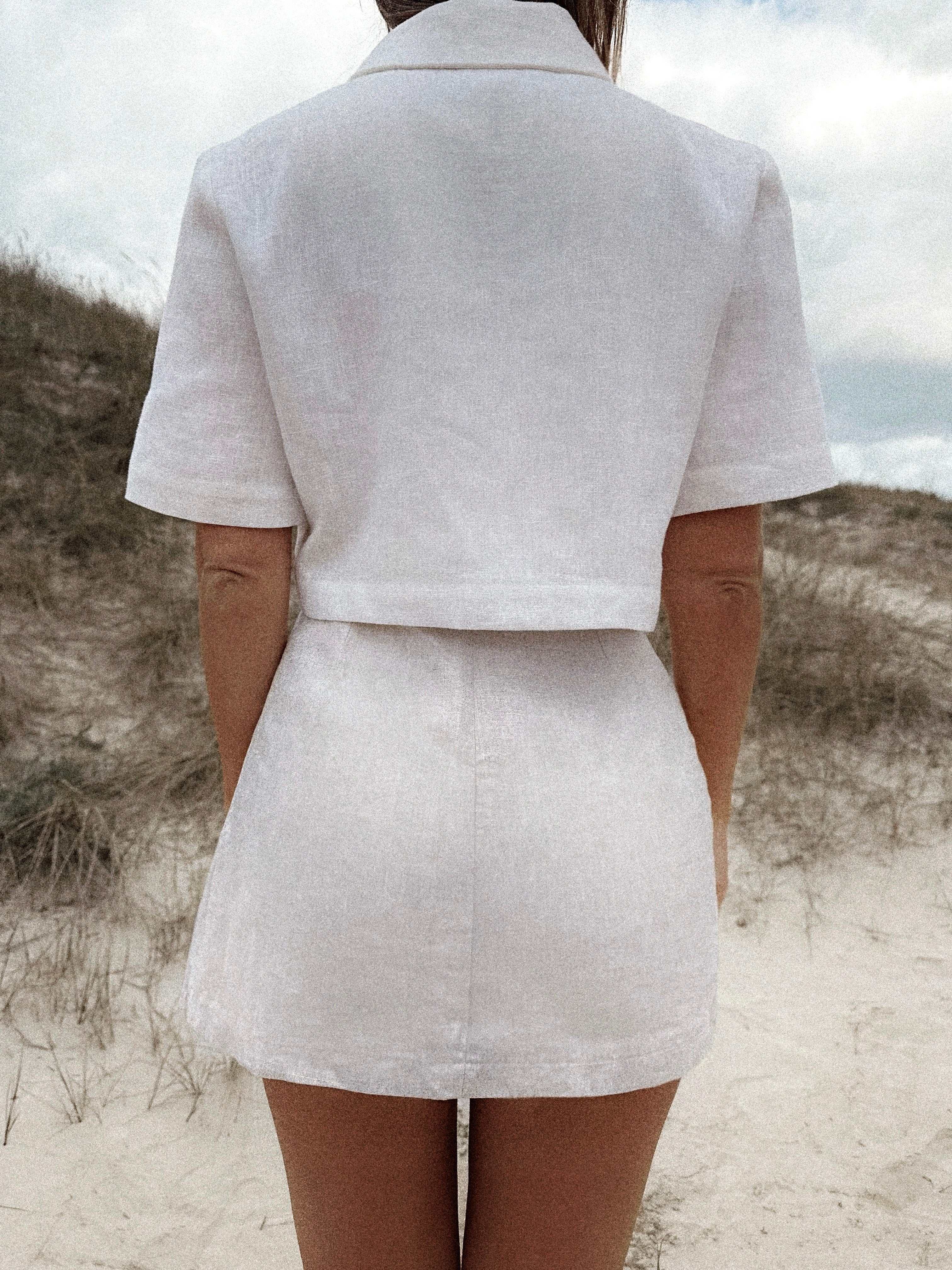 Linen skirted shorts