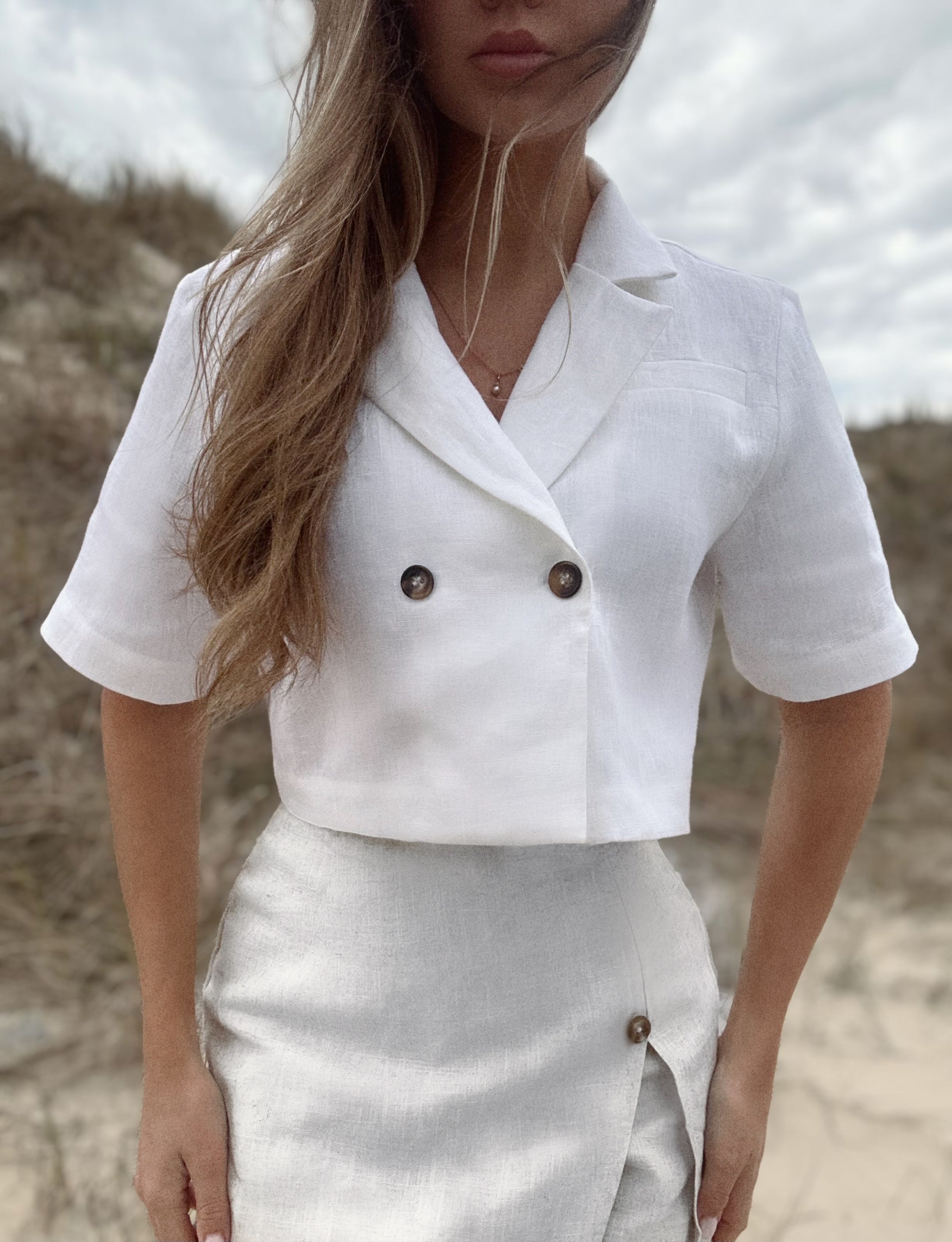 Linen skirted shorts