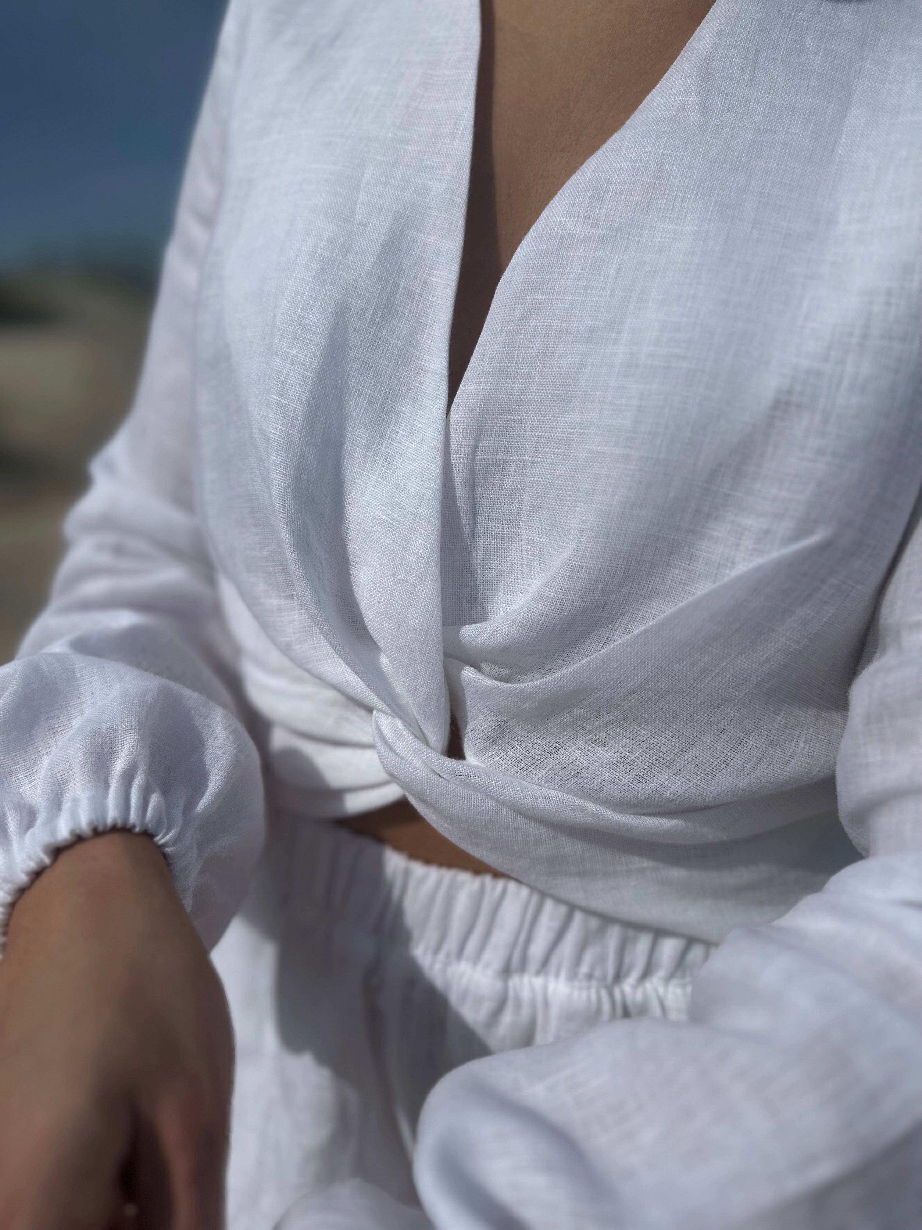Linen blouse twist